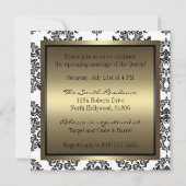 クイーンブライダルシャワー招待-黒と金ゴールド 招待状 (裏面)