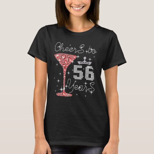 クイーンプリンセス応援へ56歳ハッピー誕生日 Tシャツ (正面)