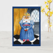 クイーンヘザー王室のネコ誕生日グリーティングカード カード (黄色い花)