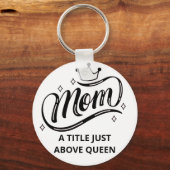 クイーンボタンのキーチェーンのすぐ上にタイトルを付ける キーホルダー (正面)