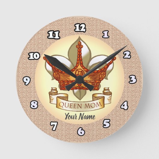 クイーンママ名前をカスタムする時計 ラウンド壁時計 (正面)