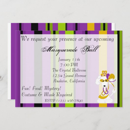 クイーンマルディグラス招待状 招待状 (正面/裏面)