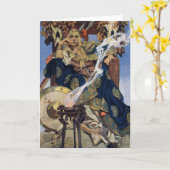 クイーンメイブウォリアープリンセスファンタジーアート カード (黄色い花)