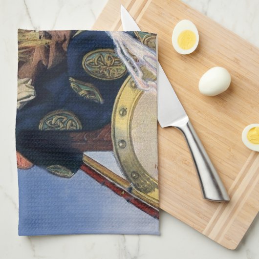 クイーンメイブウォリアープリンセスファンタジーアート キッチンタオル (四つ折り)