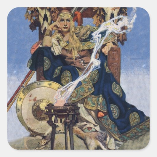 クイーンメイブウォリアープリンセスファンタジーアート スクエアシール (正面)