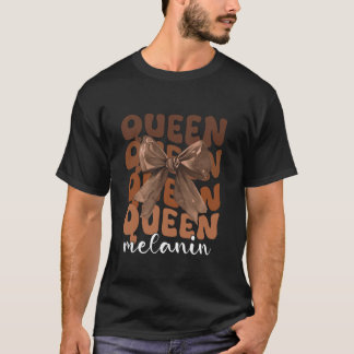 クイーンメラニンコケットボウアフリカンアメリカンブラック Tシャツ
