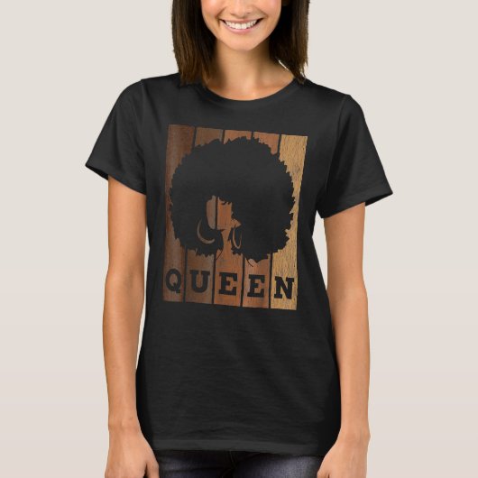 クイーンメラニンブラック歴史月間アフリカアメリカ人 Tシャツ (正面)