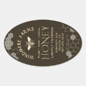 クイーンラインハニーラベル16/32ozハニカムビーアース 楕円形シール (正面)