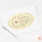 クイーンラインハニーラベル16/32ozハニカムビーイエロー 楕円形シール (封筒)