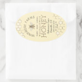 クイーンラインハニーラベル16/32ozハニカムビーイエロー 楕円形シール (バッグ)