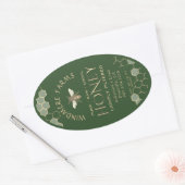 クイーンラインハニーラベル16/32ozハニカムビーグリーン 楕円形シール (封筒)