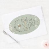 クイーンラインハニーラベル16/32ozハニカムビーセージ 楕円形シール (封筒)