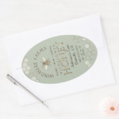 クイーンラインハニーラベル16/32ozハニカムビーセージ 楕円形シール (封筒)