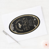 クイーンラインハニーラベル16/32ozハニカムビーブラック 楕円形シール (封筒)