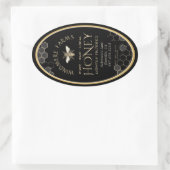 クイーンラインハニーラベル16/32ozハニカムビーブラック 楕円形シール (バッグ)