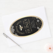 クイーンラインハニーラベル16/32ozハニカムビーブラック 楕円形シール (封筒)