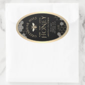 クイーンラインハニーラベル16/32ozハニカムビーブラック 楕円形シール (バッグ)