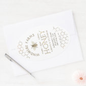 クイーンラインハニーラベル16/32ozハニカムビーホワイト 楕円形シール (封筒)