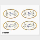 クイーンライン卵形ハニー縁ど金ゴールドとミツバチの花 楕円形シール (シート)