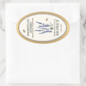 クイーンライン卵形ハニー縁ど金ゴールドとミツバチの花 楕円形シール (バッグ)