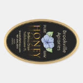 クイーンライン16と32ozハニーブラック金ゴールドと花 楕円形シール (正面)