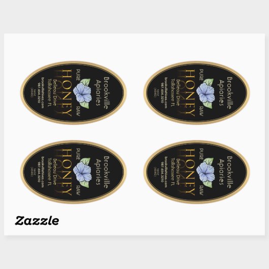 クイーンライン16と32ozハニーブラック金ゴールドと花 楕円形シール (シート)