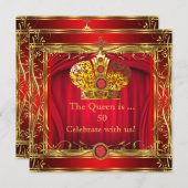 クイーンリーガルレッド金ゴールド50thバースデーパーティー 招待状 (正面/裏面)