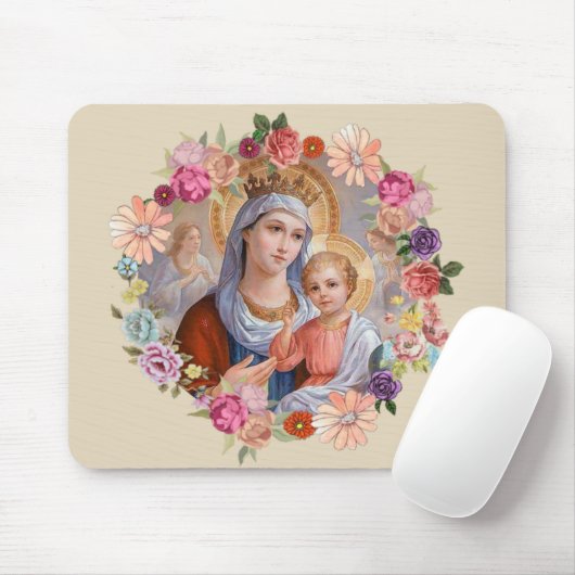 クイーン天国ベビーイエズエンジェルズフラワーズバラ マウスパッド (マウス)