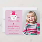 クイーン子猫かわいいガールチャイルドズ誕生日 招待状 (正面)