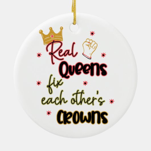 クイーン実在ズがお互いの王冠を固定する セラミックオーナメント (裏面)