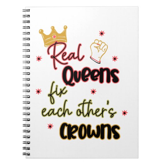 クイーン実在ズがお互いの王冠を固定する ノートブック (正面)