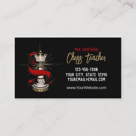 クイーン王室のチェス先生 名刺 (裏面)