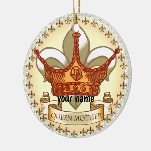 クイーン王室のマザー名前をカスタムする セラミックオーナメント (左)