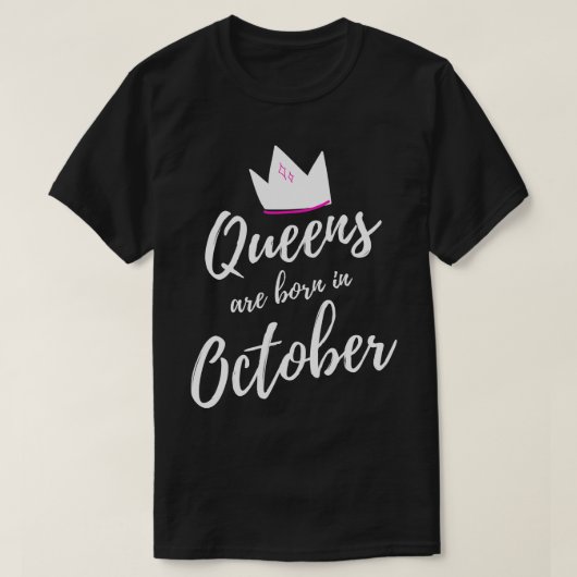 クイーン生まれは10月のハッピーバースデー1 Tシャツ (デザイン正面)