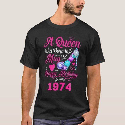 クイーン生まれは1974年5月に女の子の女性47年Bir Tシャツ (正面)