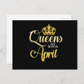 クイーン生まれは4月の女性の女の子の誕生日 シーズンポストカード (正面/裏面)