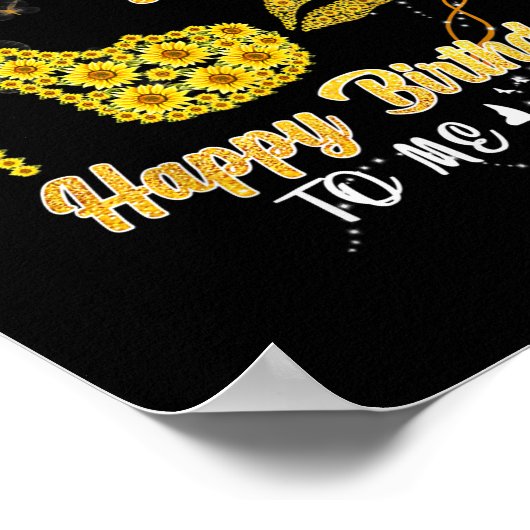 クイーン生まれは6月のひまわおもしろいり誕生日 ポスター (角)