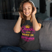 クイーン生まれは9月のグリッターフェイク誕生日 Tシャツ