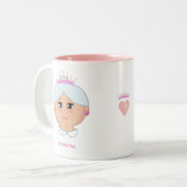 クイーン祖母と編集可能文字&ハート ツートーンマグカップ (正面左)