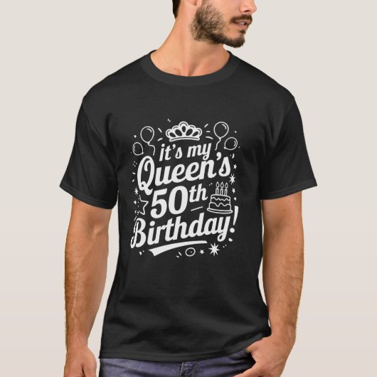 クイーン第50誕生祝いアパレルおもしろいファ Tシャツ (正面)