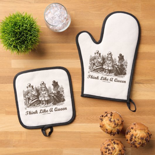 クイーン考えワンダーランドアドバイスアリスのユーモアのように 鍋つかみ&鍋敷きセット (トップダウン)
