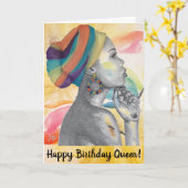 クイーン自信誕生日カード カード (黄色い花)