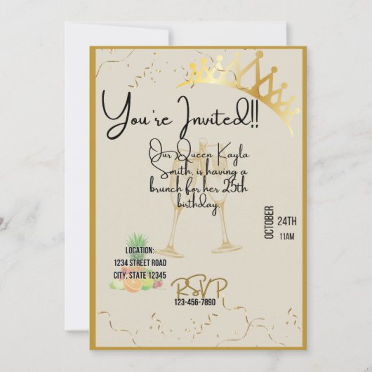 クイーン誕生日招待状 招待状 (正面)