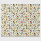 クイーン魅力的ビー、ハニカムとエキゾチックな花 ラッピングペーパー (フラット)