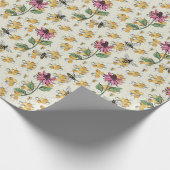 クイーン魅力的ビー、ハニカムとエキゾチックな花 ラッピングペーパー (角)