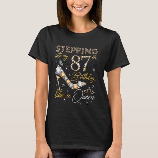 クイーン87年のような87誕生日へのステップイン Tシャツ (正面)
