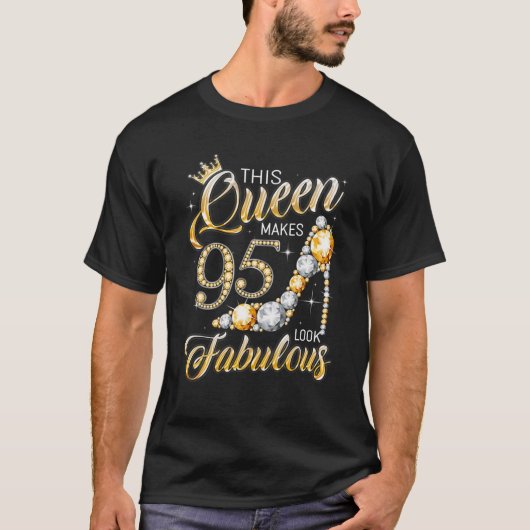 クイーン95とても素晴らしい95番目の誕生日ガールギフト95年 Tシャツ (正面)