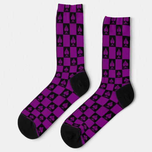 クイーン・オブ・スペードソックスDark Purple Checkerboard QoS ソックス (左)