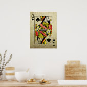 クイーン・オブ・スペードヴィンテージスタイルトランプ ポスター (キッチン)