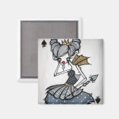 「クイーン・オブ・スペード」スクエアマグネット マグネット (正面/裏面)